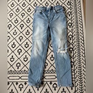 Re/Done Originals 90s High Rise Ankle Crop Distressed Jeans